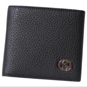 GUCCI NEW Men's Ace Black Leather Bifold Wallet